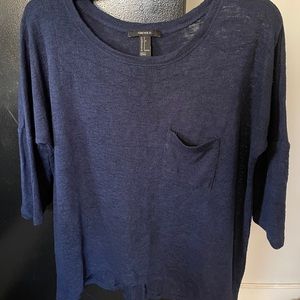 Navy quarter-length sleeve pocket tee